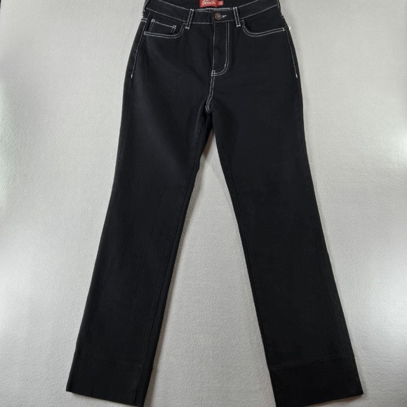 Johnny Was Sasson Denim - Johnny Was Sasson Straight Leg Jeans Black White Contrast Stitch High Rise 26